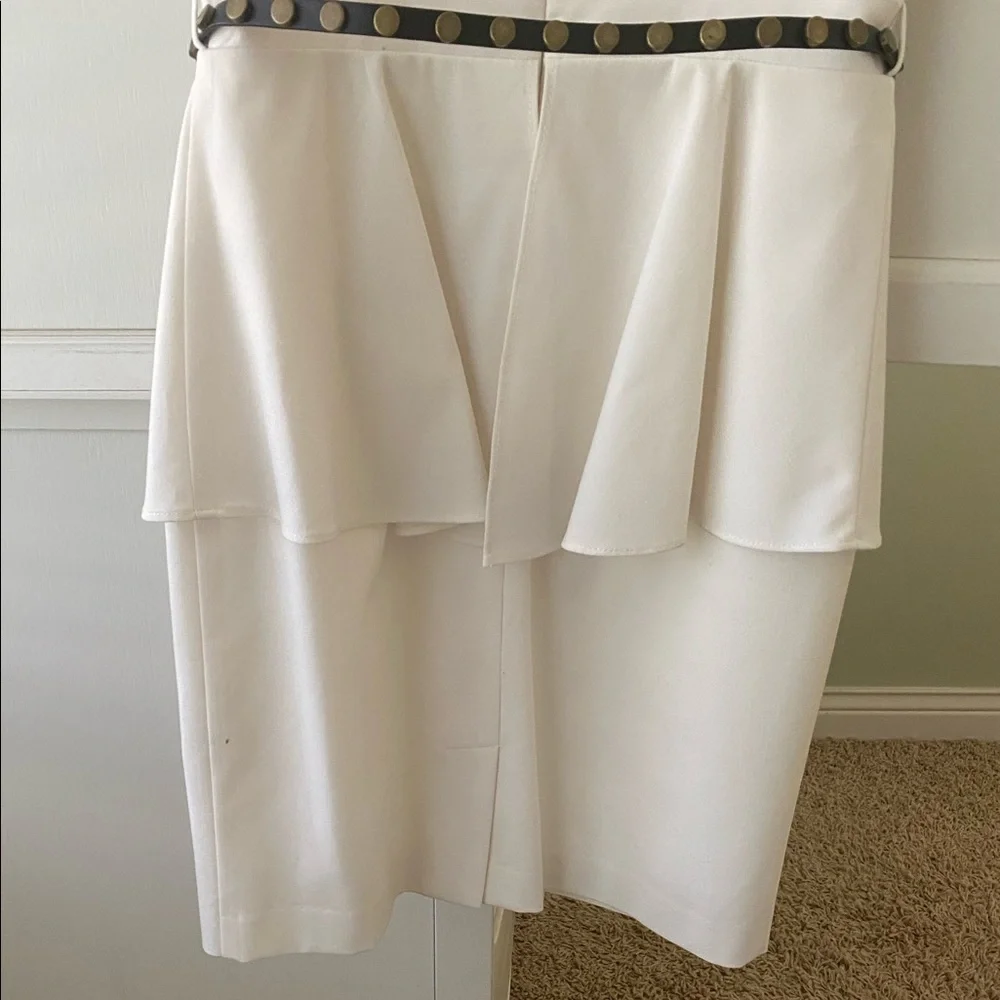 white peplum dress with belt - Picture 10 of 14
